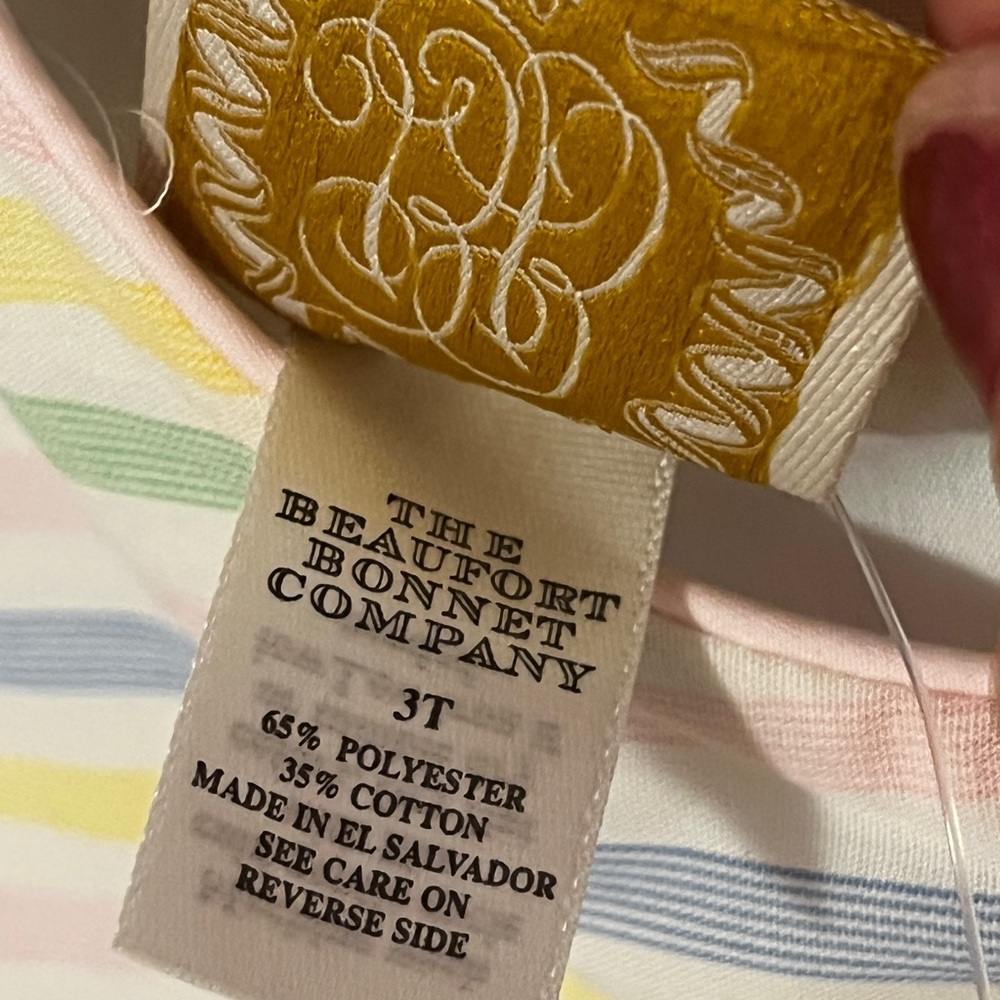 The Beaufort Bonnet Company Pastel Striped Romper - 3T - Picture 5 of 8
